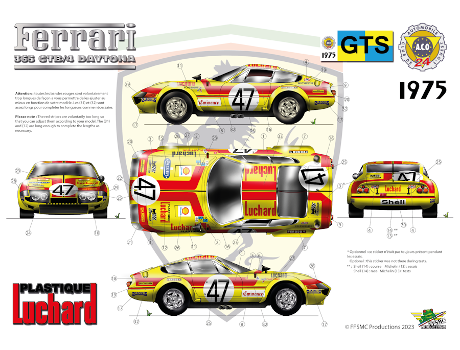 Ferrari 365 GTB/4 Daytona "Luchard" n°47 24H du Mans 1975