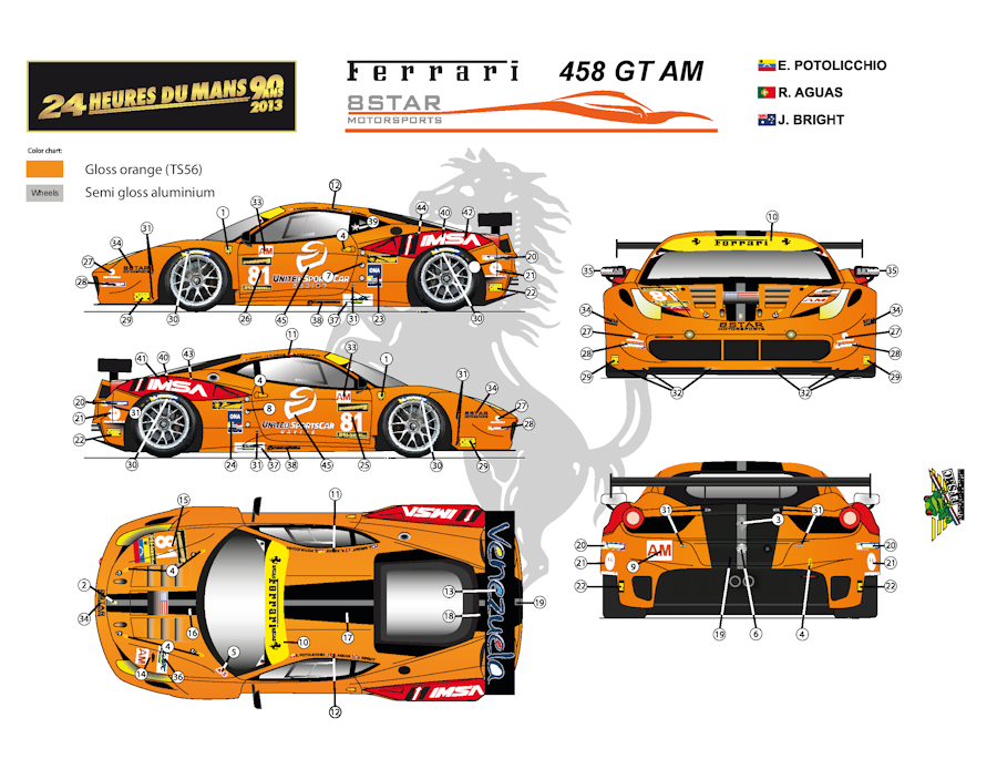 Ferrari 458GT AM n°81 8Star Motorsport 24H du Mans 2013 winner