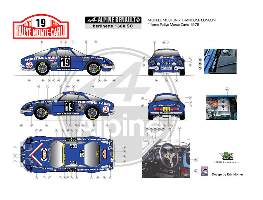 Renault Alpine "Berlinette" A110 1600SC n°19 Michèle Mouton, Monte-Carlo '76