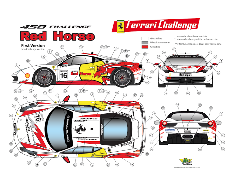 Ferrari 458 Challenge "Red Horse" n°16 (1ere version, Hors Challenge Ferrari)