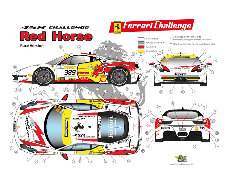 Ferrari 458 Challenge "Red Horse" n°389 (2eme version, pour le Challenge Ferrari)