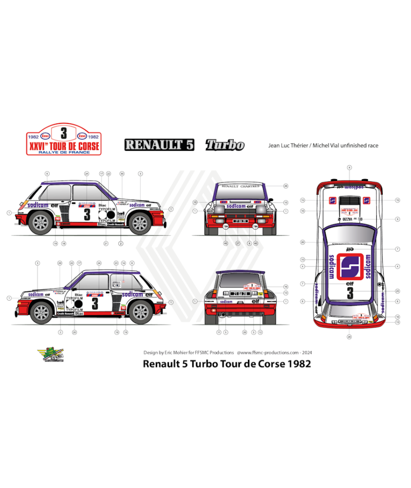 RENAULT 5 TURBO #14 B. SABY TOUR DE CORSE 1982 - MODELISMO