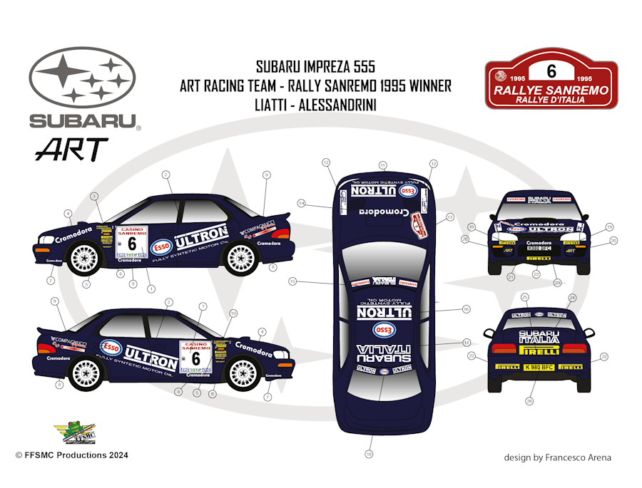 Subaru Impreza WRC 555 WRX  n°6 ART Racing Team Rally Sanremo 1995 Winner