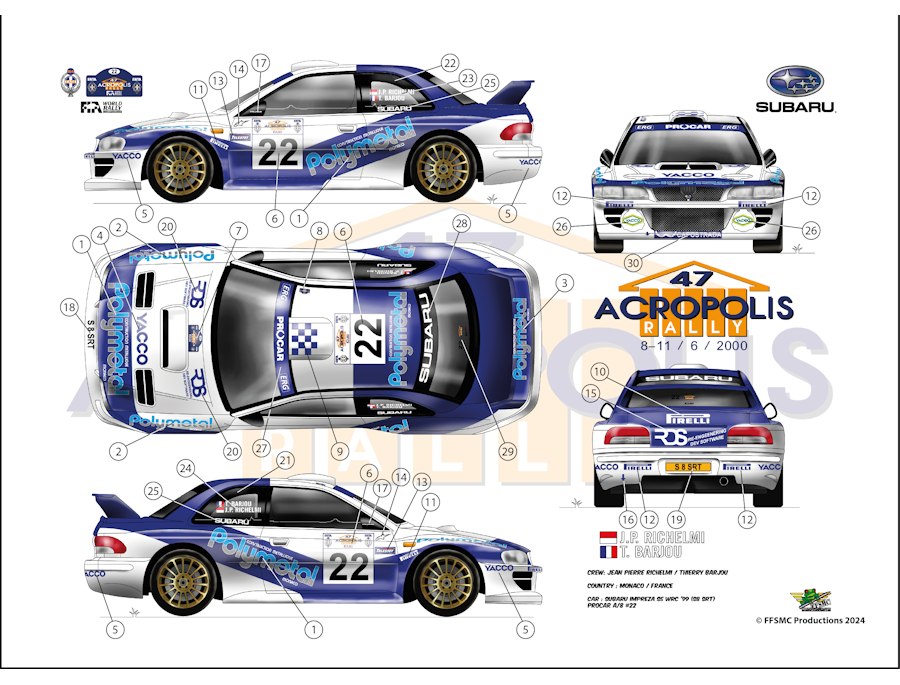 Subaru Impreza WRC '99 n°22 "Polymetal" Richelmi Rally Acropolis 2000