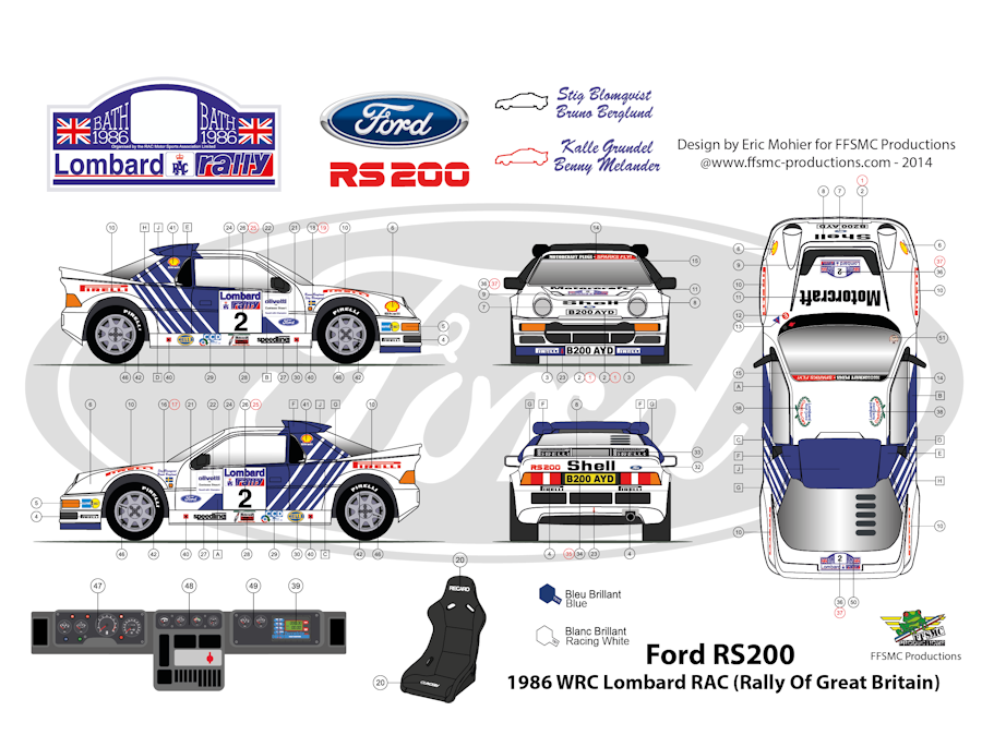 Ford RS200 n°2 et 6 "Lombard RAC" Grande-Bretagne 1986