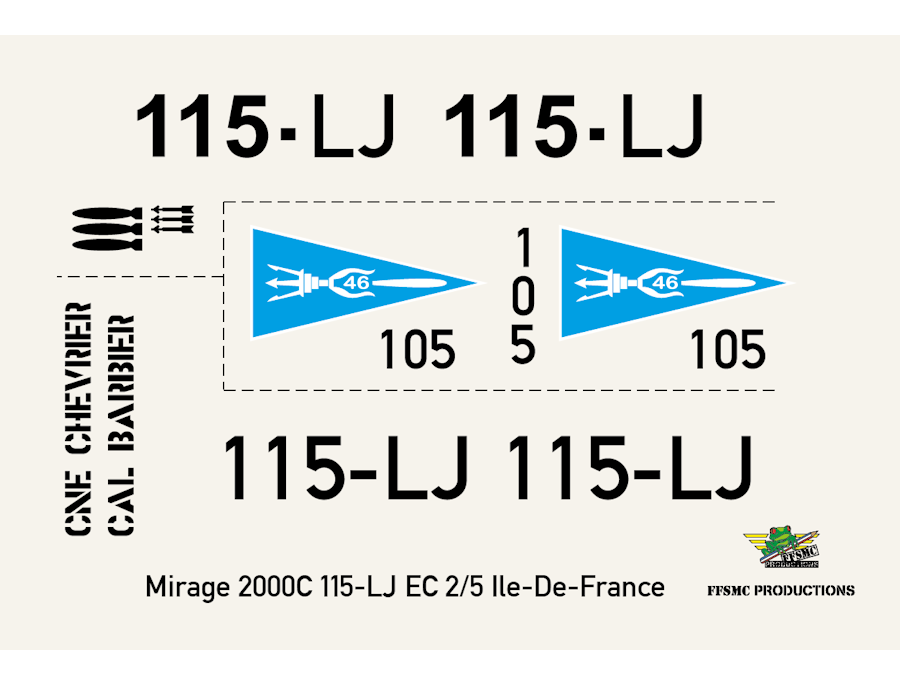 [addon] Dassault Mirage 2000C 115-LJ n°105 EC 2/5 Ile de France (1ere Escadrille C46 "Trident")