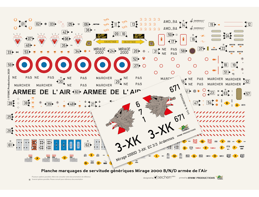 [bundle] Dassault Mirage 2000D 3-XK n°671 EC 2/3 “Ardennes” (2eme escadrille)