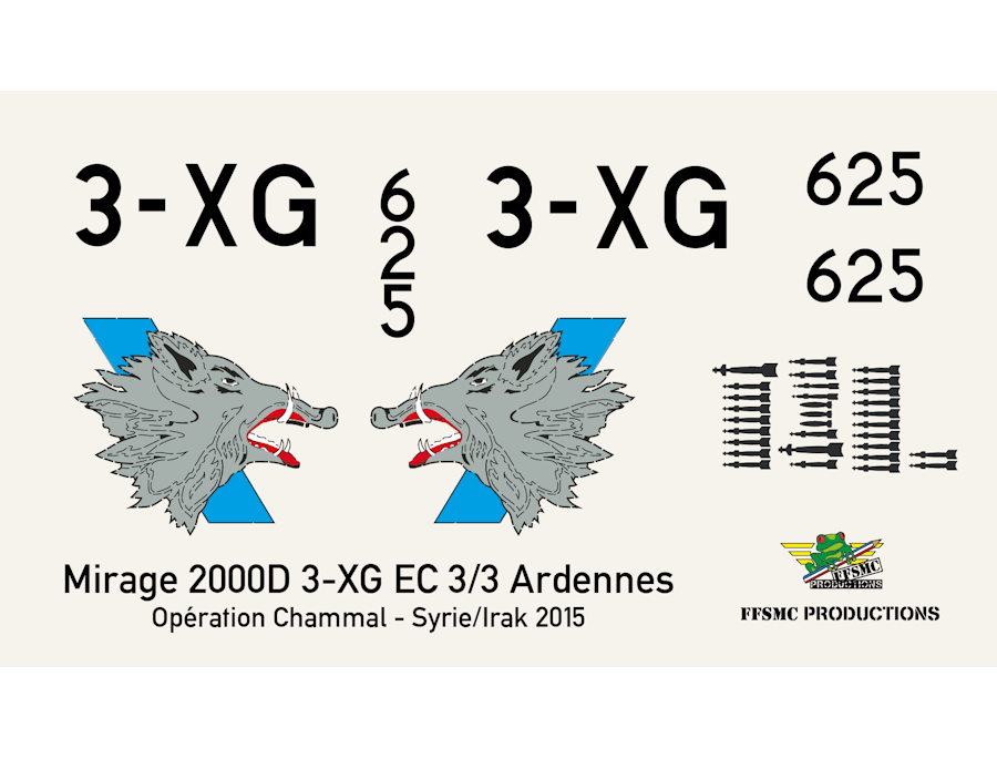 [addon] Dassault Mirage 2000D 3-XG  n°625  EC 3/3 "Ardennes" (1ere escadrille) Opération Chammal - Syrie/Irak 2015