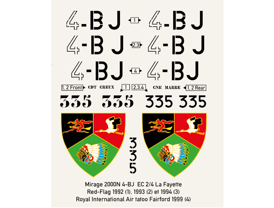 [addon] Dassault Mirage 2000N 4-BJ n° 335 EC 2/4 La Fayette (Red Flag 1992, 1993 et 1994, RIAT 1999)