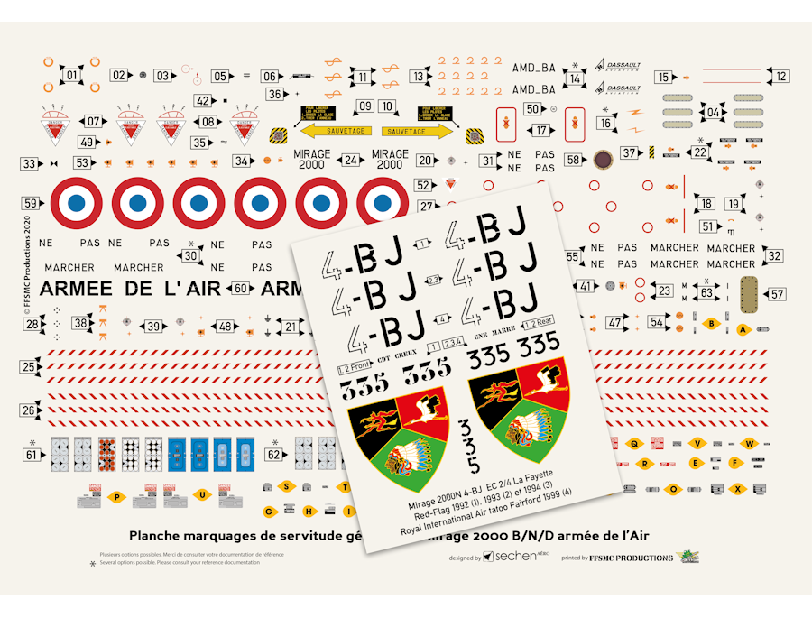 [bundle] Dassault Mirage 2000N 4-BJ n°335 EC 2/4 La Fayette (Red Flag 1992, 1993 et 1994, RIAT 1999)