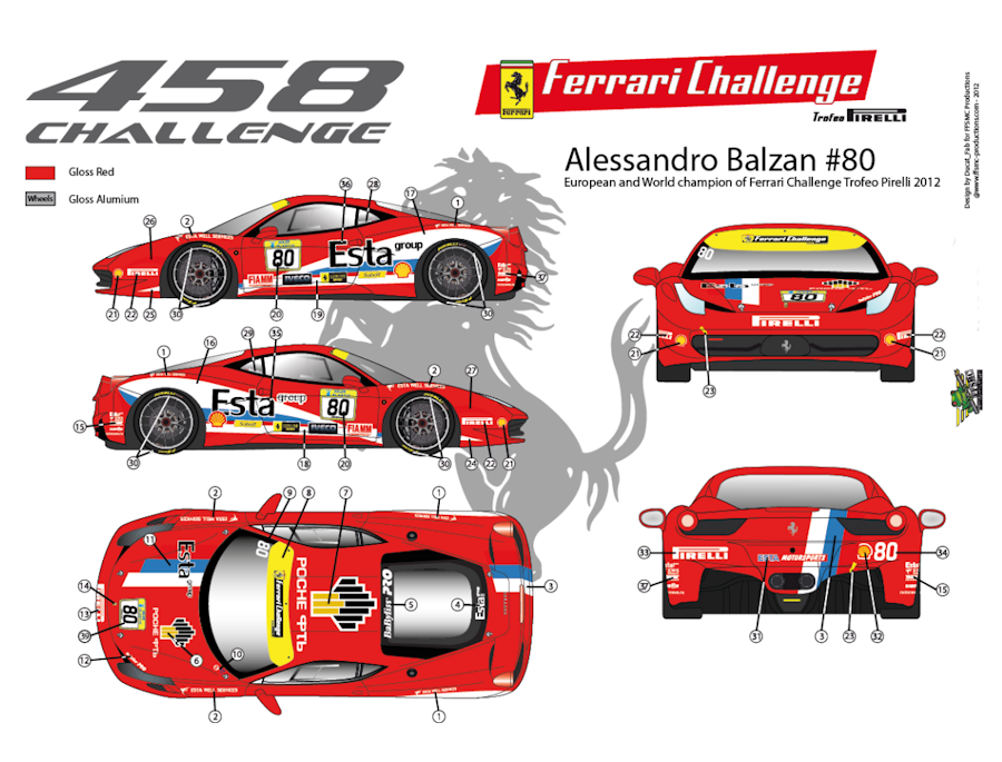 Ferrari 458 Challenge n°80 Alessandro Balzan, Esta Team, 2012 winner