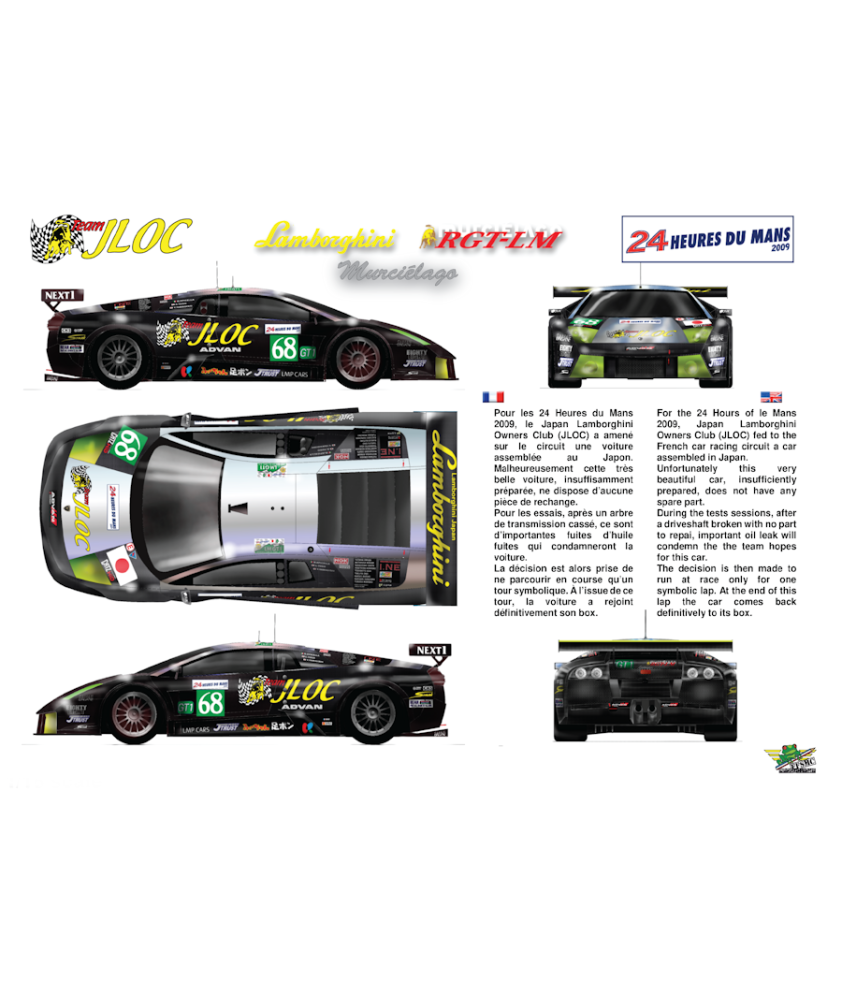 Spark Lamborghini Murciélago R-GT LM #68 JLOC - 24h Le Mans 2009 - 1/43 Neuve