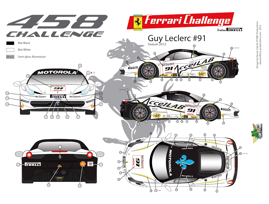 Ferrari 458 Challenge n°91 "Accel Lab" de Guy Leclerc 2012