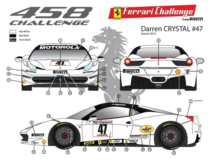 Ferrari 458 Challenge n°47 Darren Crystal 2012