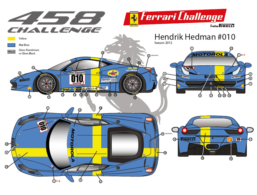 Ferrari 458 Challenge n°10 "Sweden Flag" Hendrik Hedman 2012